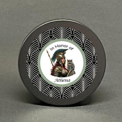 8 oz tin candle for altar use Athena wisdom