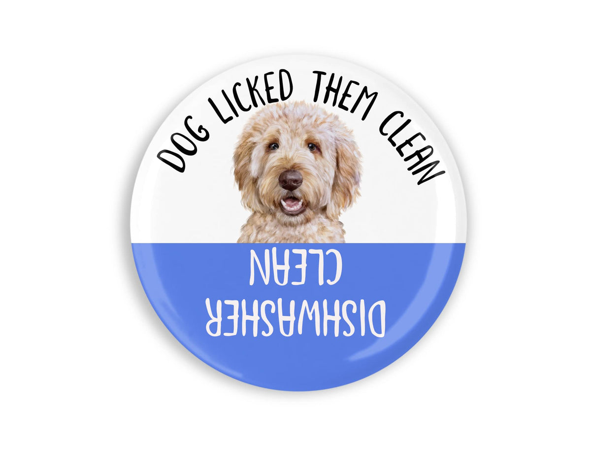 Goldendoodle dishwasher magnet 2.25 inch personalized with name and color