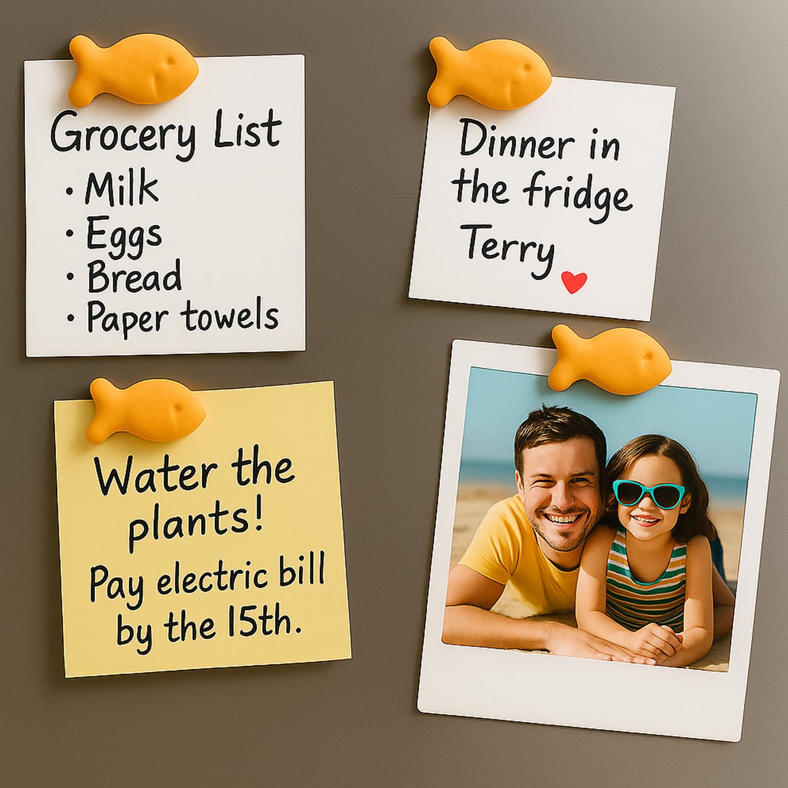 Compact fridge magnets for notes and photos