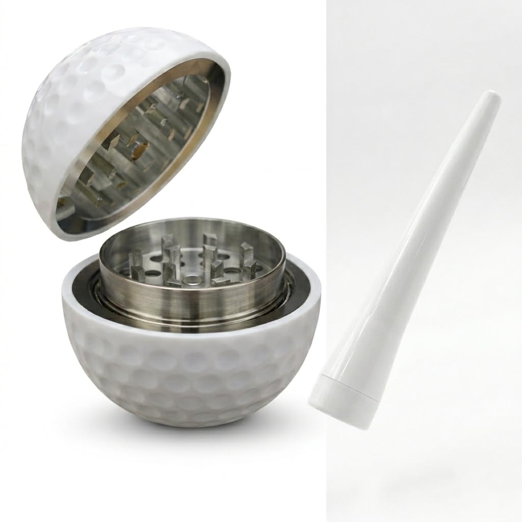Compact golf ball design spice grinder in kitchen