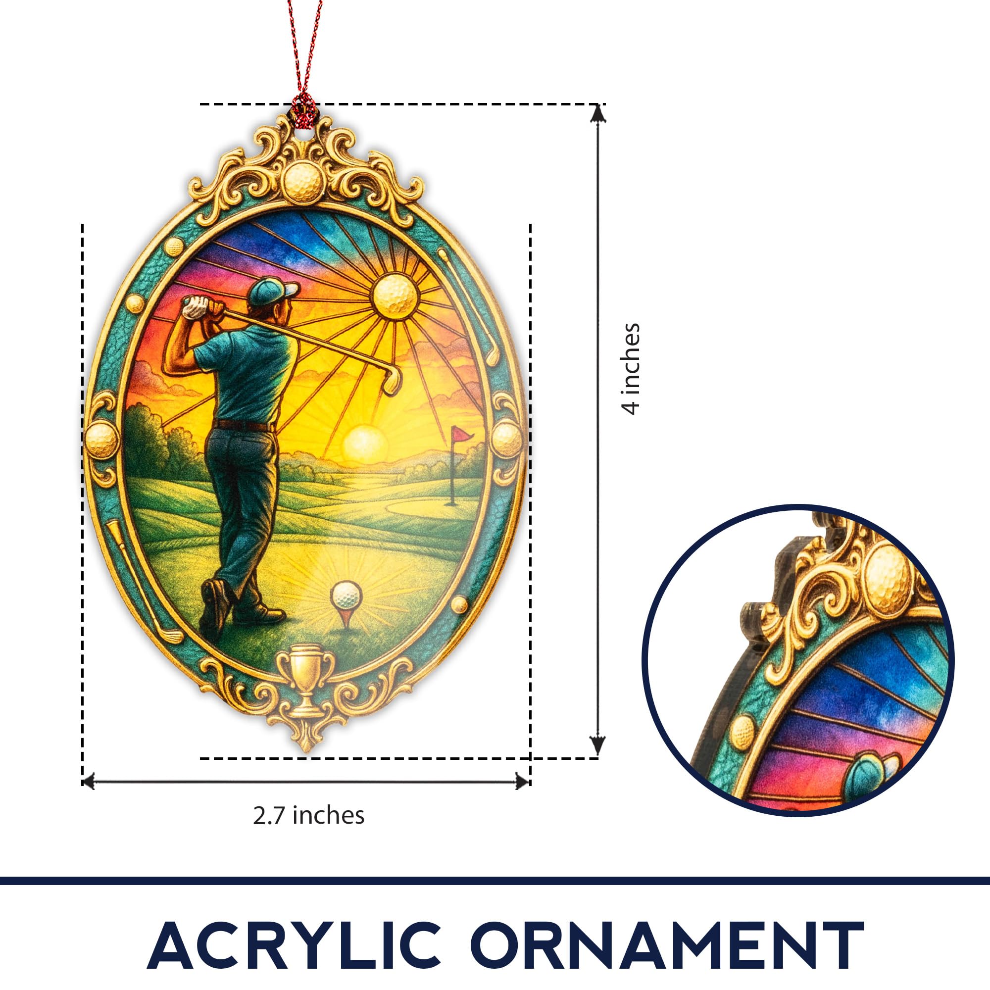 Close up of ornament with vibrant colors in warm light