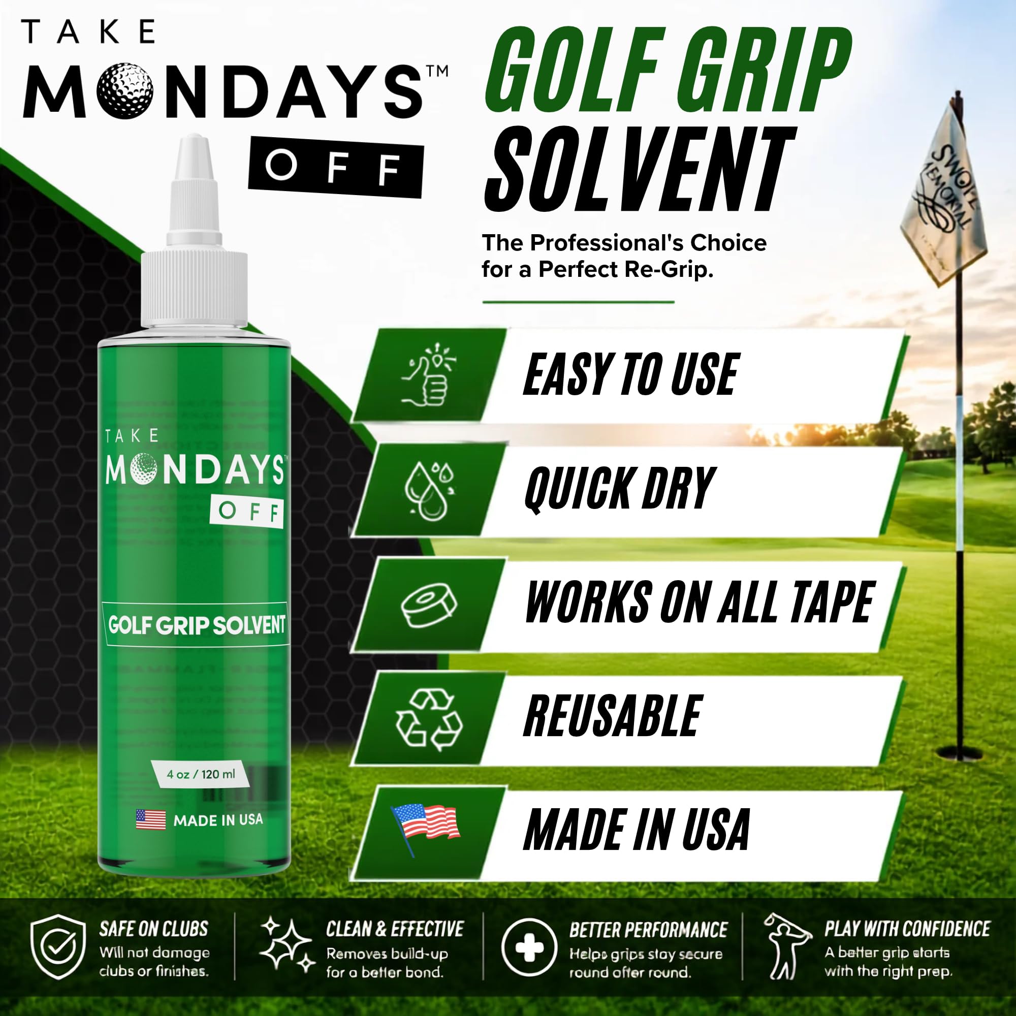 Golf grip solvent 4 oz for regripping golf clubs