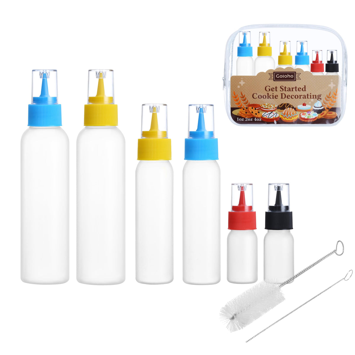 GOLOHO cookie icing bottles six-pack set for decorating cookies and cakes