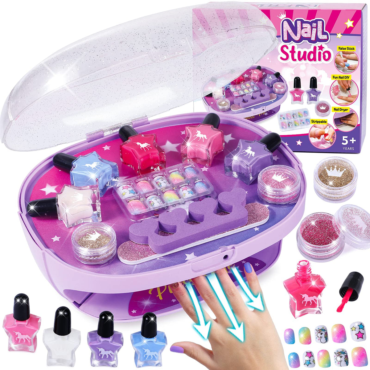 Golray Kids Nail Polish Set for Girls with nail dryer and accessories