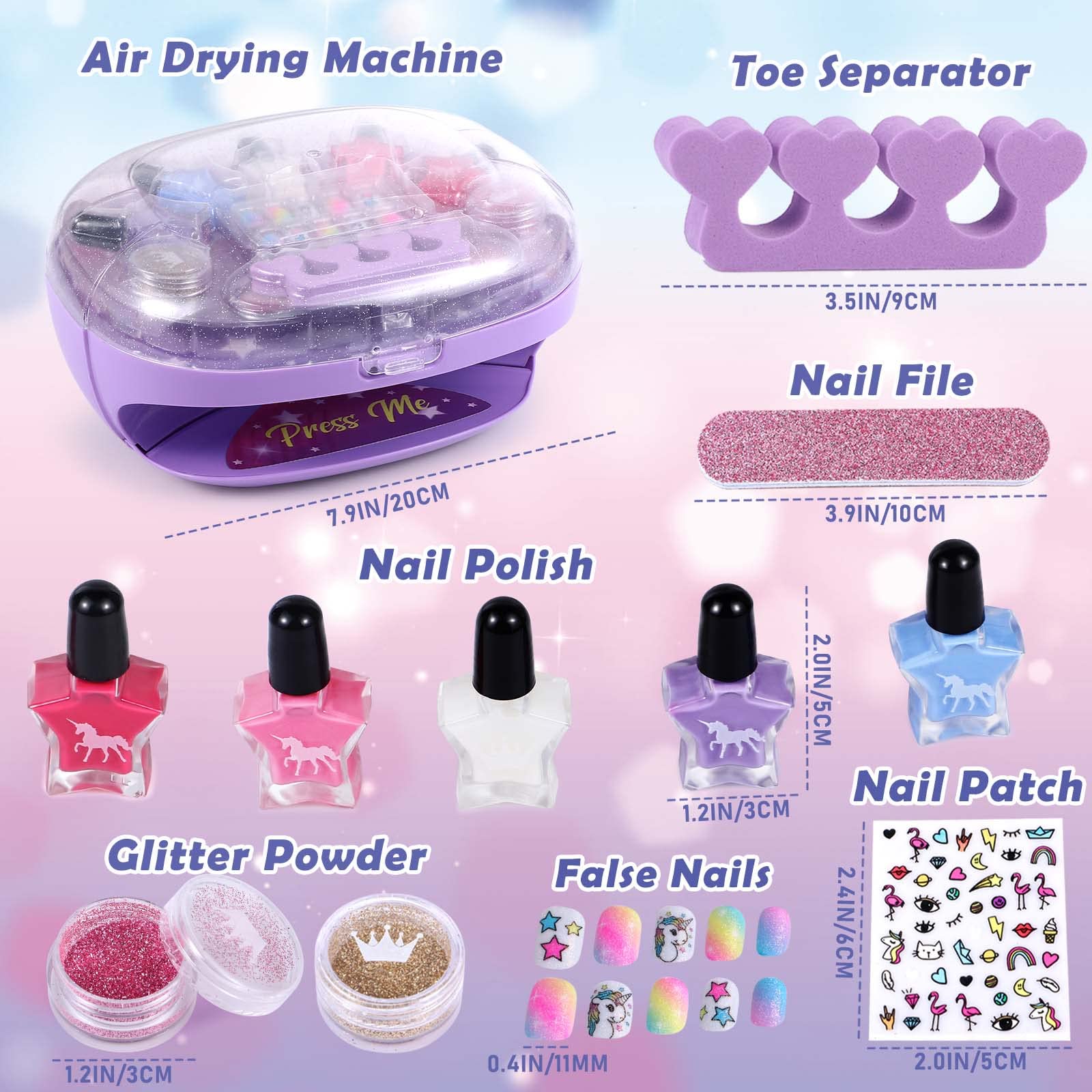 Glitter powder boxes and false nails for nail art