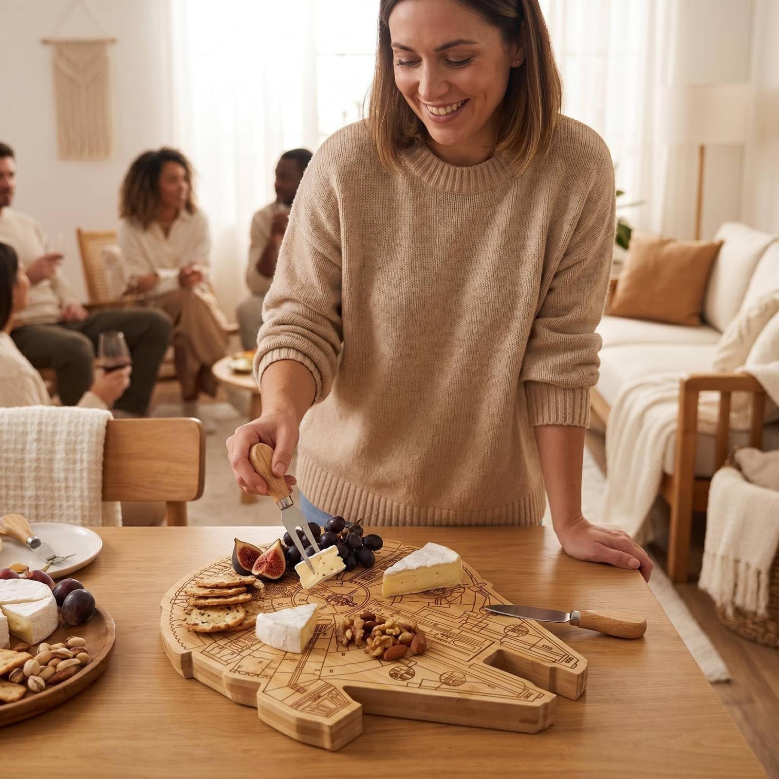 Charcuterie board bamboo serving platter for gatherings