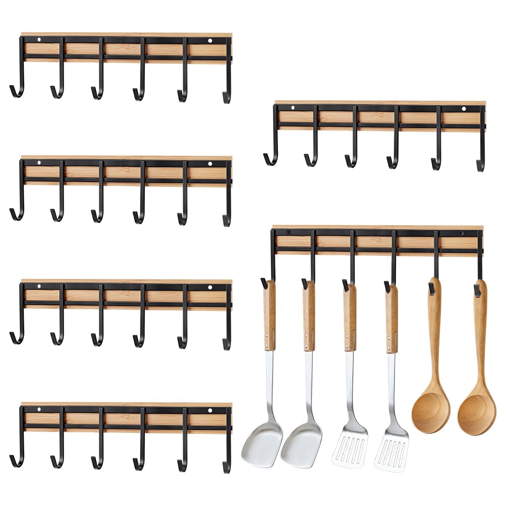 GOMAKERER 6 Pcs Kitchen Utensil Hanger wall mount pack with screws