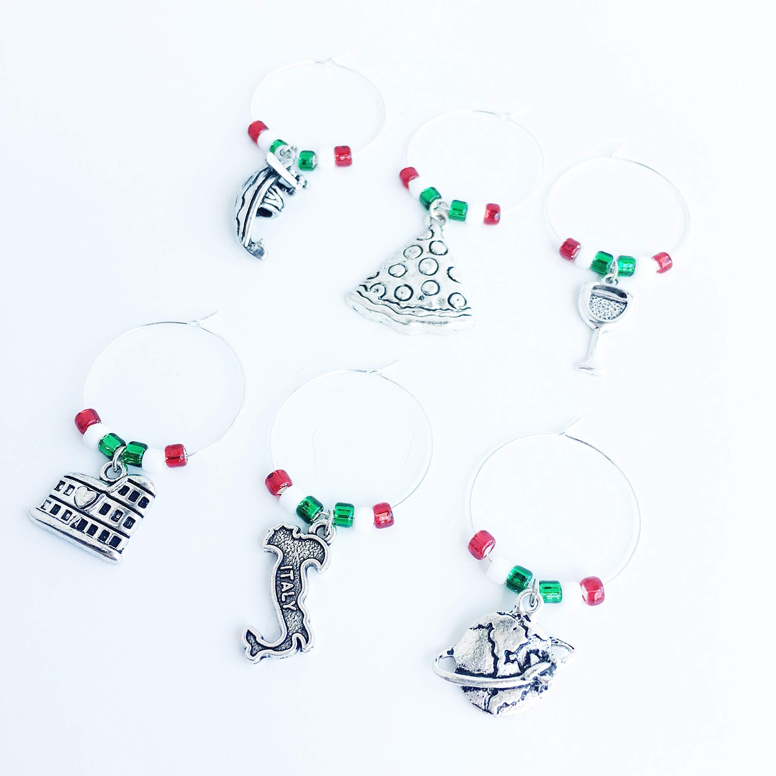 Pizza slice charm for wine glass marker with Italian theme