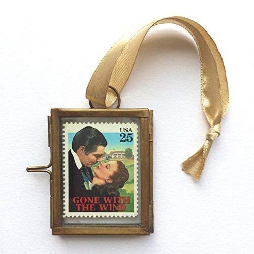 Gone With The Wind stamp in vintage brass frame 5cm by 4cm