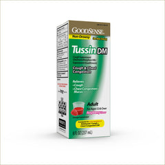 GoodSense Tussin Cough Syrup DM Raspberry 8 oz bottle
