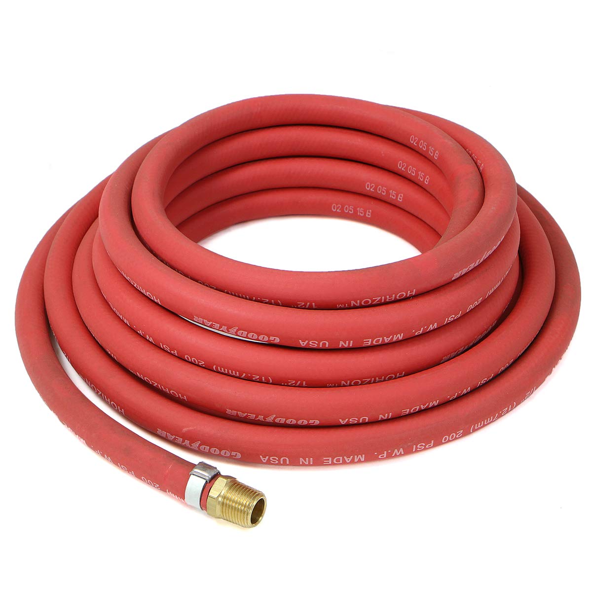 Brass 1/4 NPT fittings on Goodyear air hose