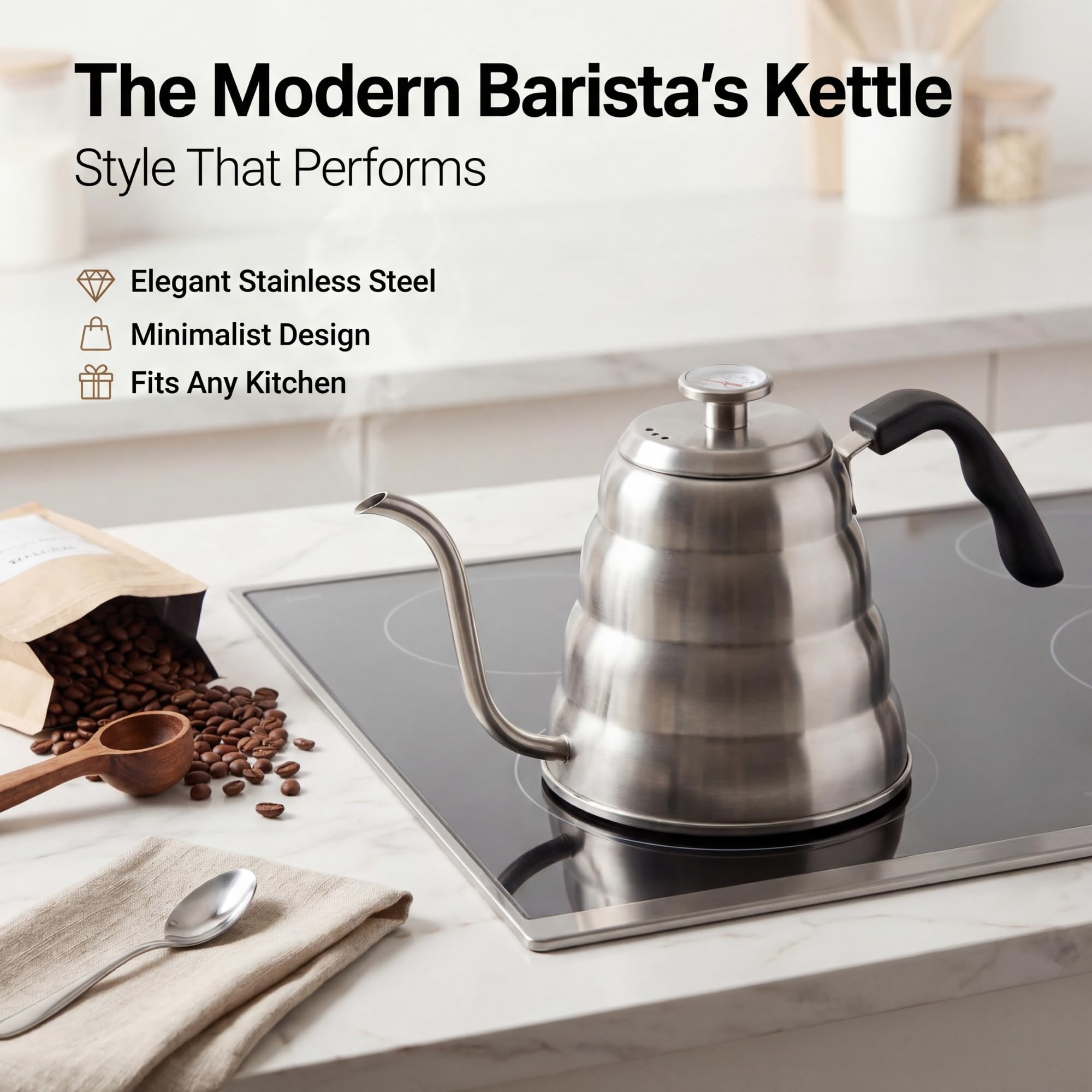 Double-layer base gooseneck kettle for even heating