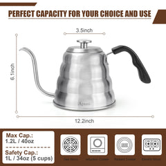 Stainless steel 304 tea kettle for stovetop gooseneck design