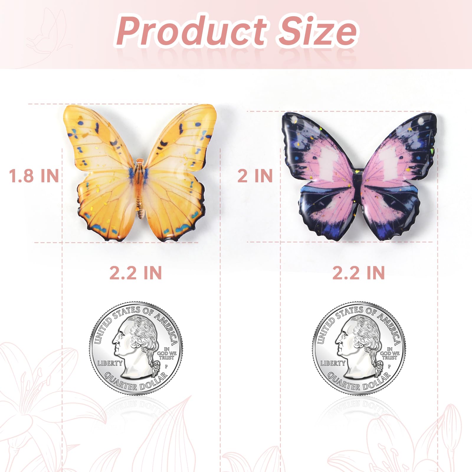 Acrylic butterfly magnets with neodymium back magnets