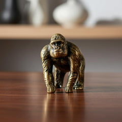 Desk display brass gorilla figurine for shelves
