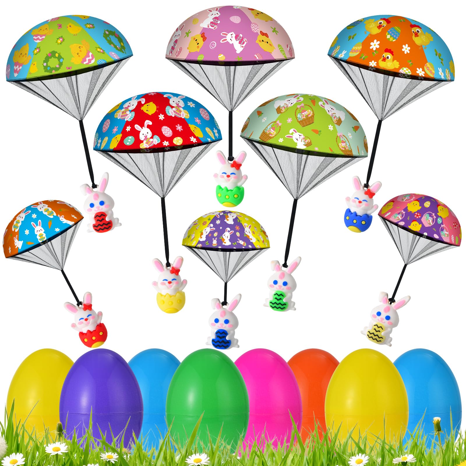 GOSODME 8 pack Easter eggs with parachute toys