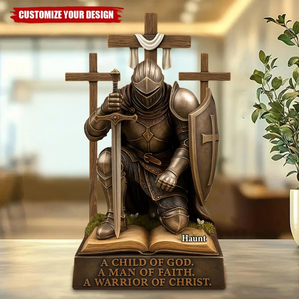 Kneeling warrior armor plaque decorative display