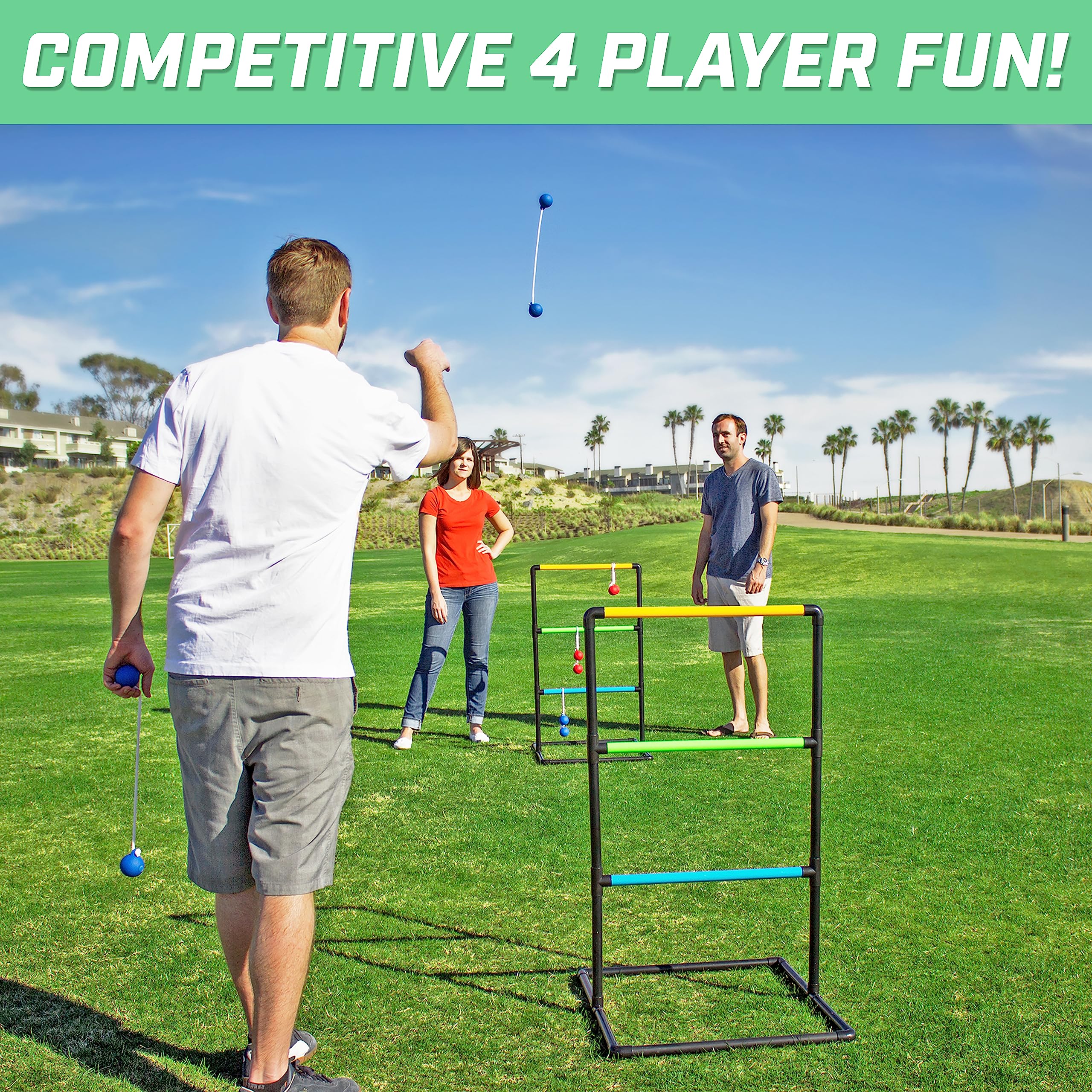 GoSports Ladder Toss Game Set six soft bolo balls included