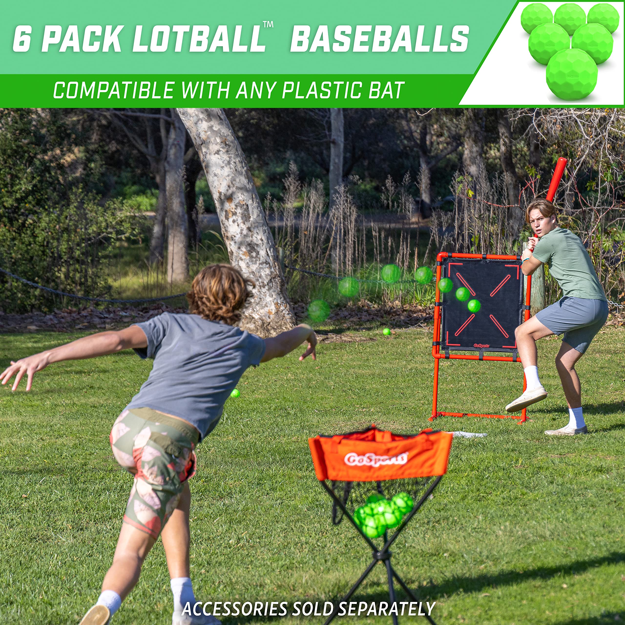 LotBall plastic baseballs compatible with plastic bats 6-pack