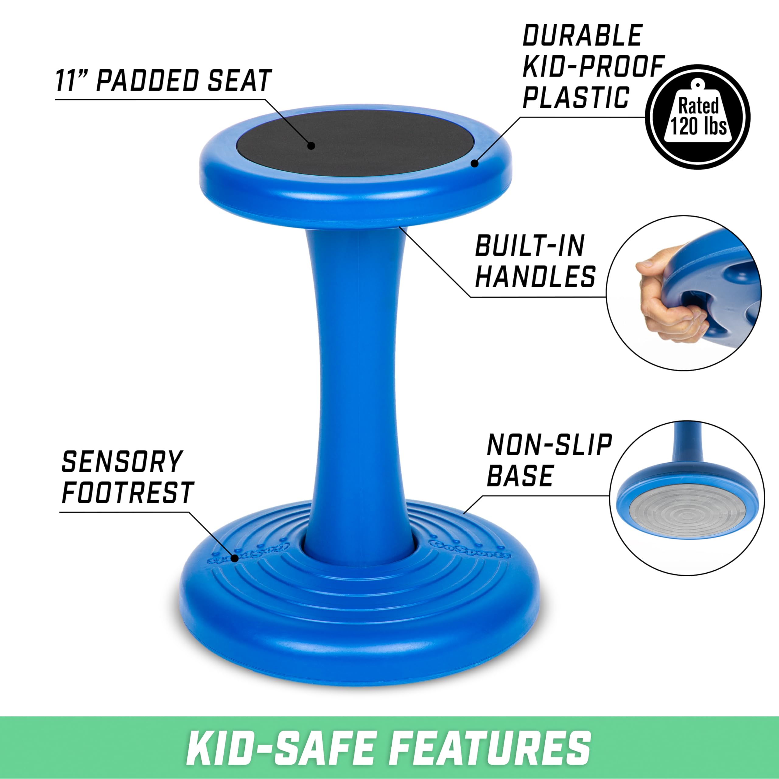 Padded foam seat supports posture during activities