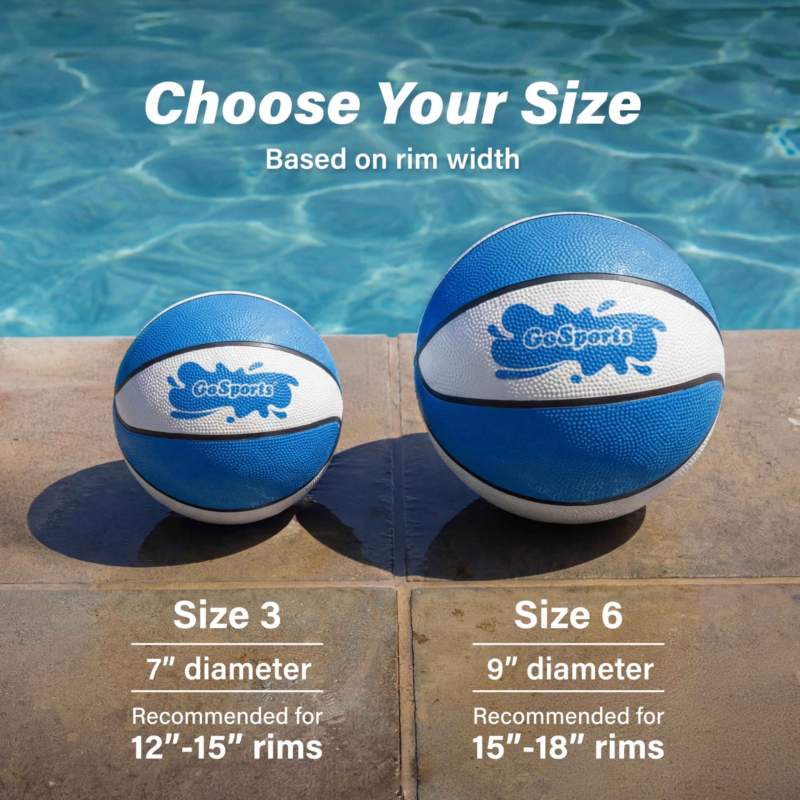 Anti-slip textured grip GoSports 6.5 inch pool basketball