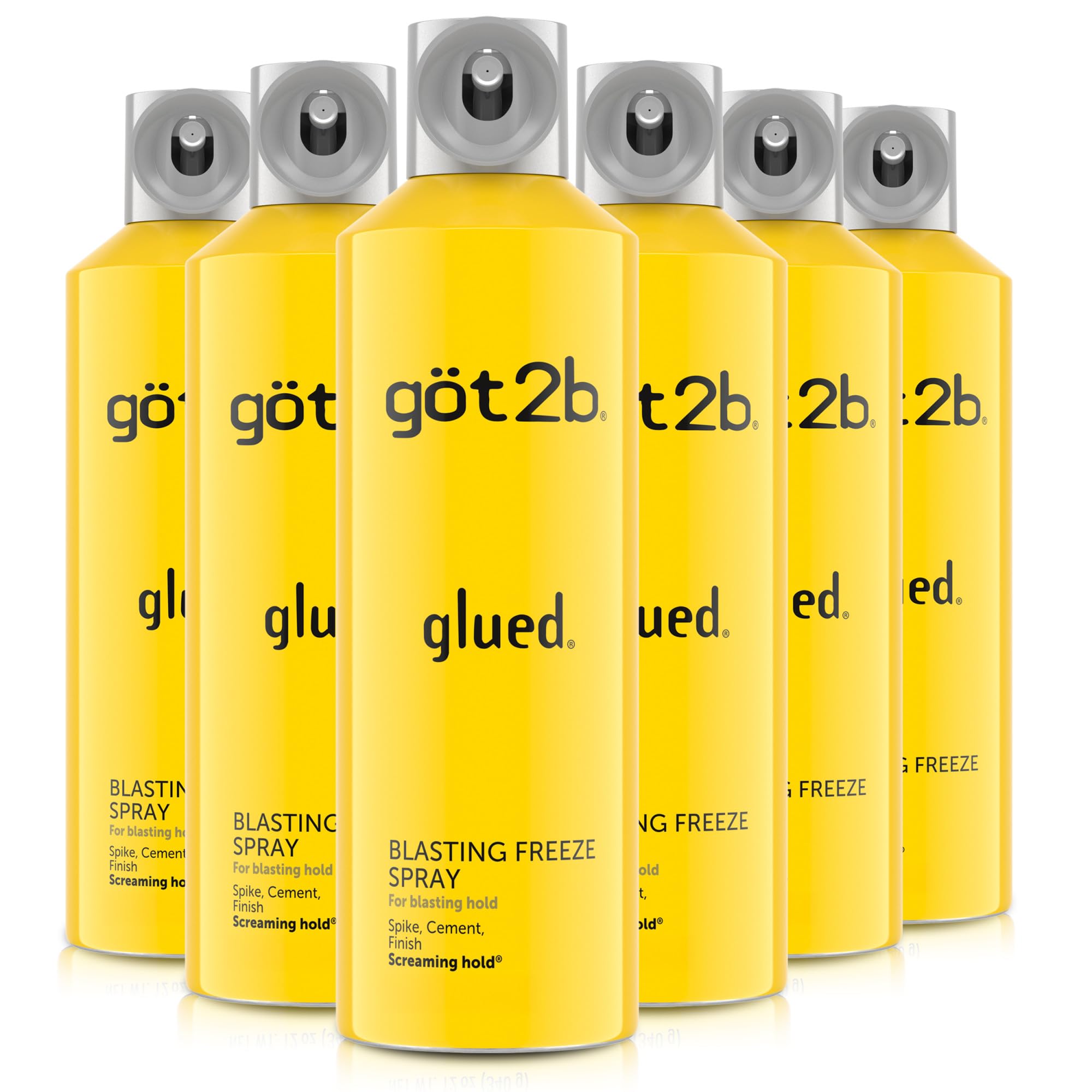 got2b Glued Blasting Freeze Hair Spray 12 oz can six-pack front view