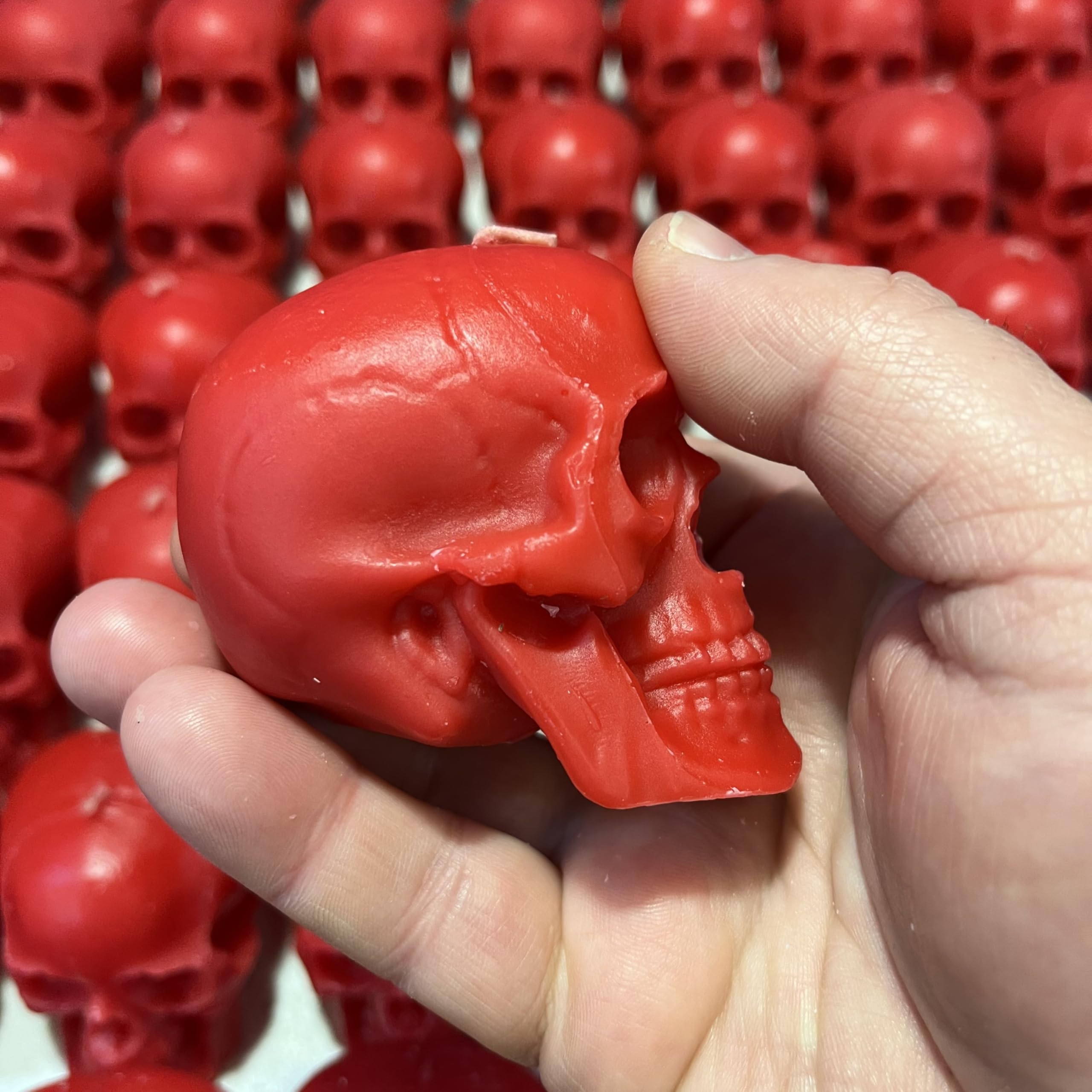 Goth decor red skull candles for ambiance