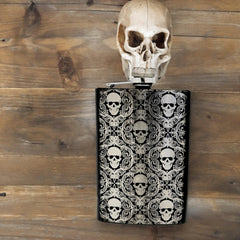 Stainless steel 8oz Gothic Baroque Flask in black