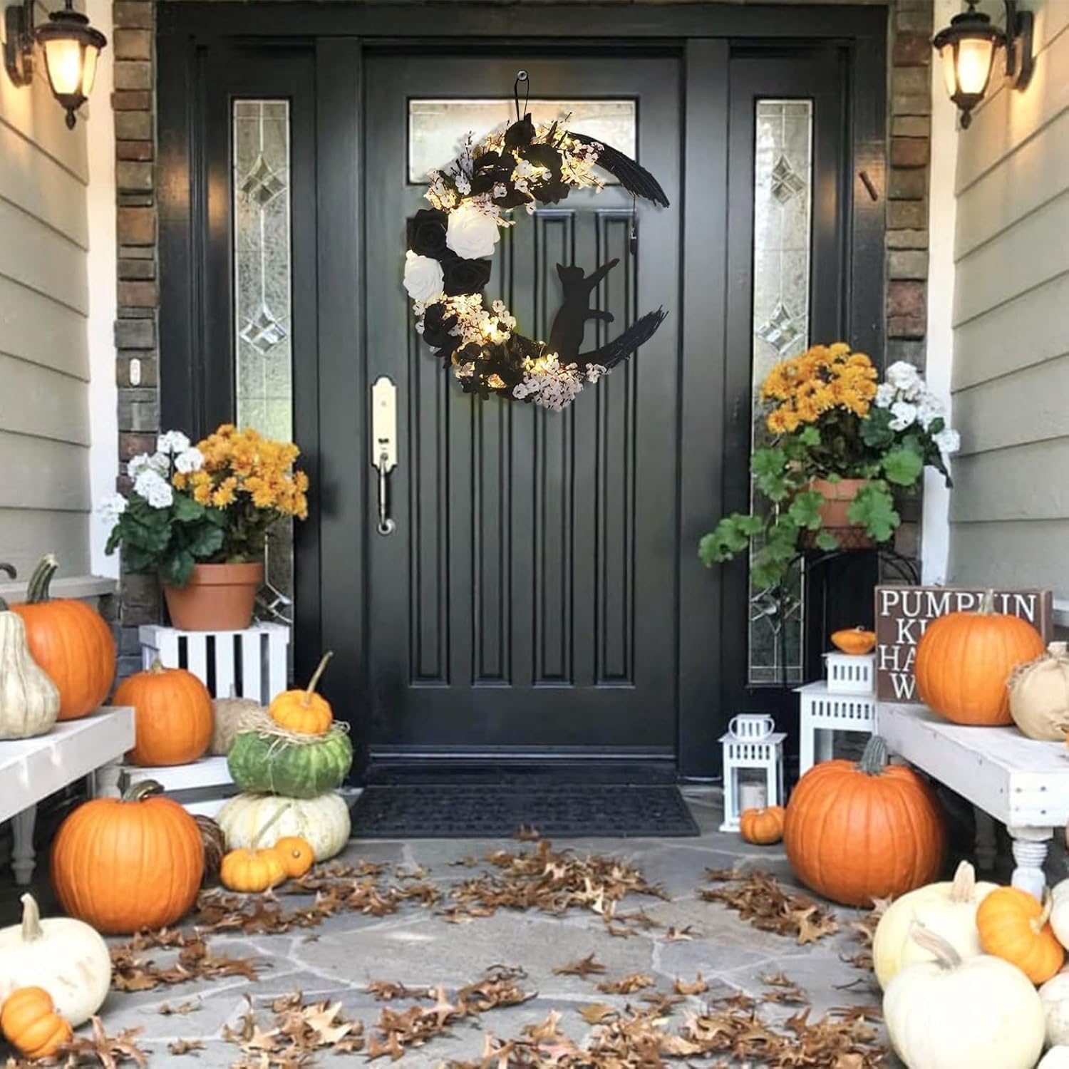 Handmade wreath with grapevine and wood materials