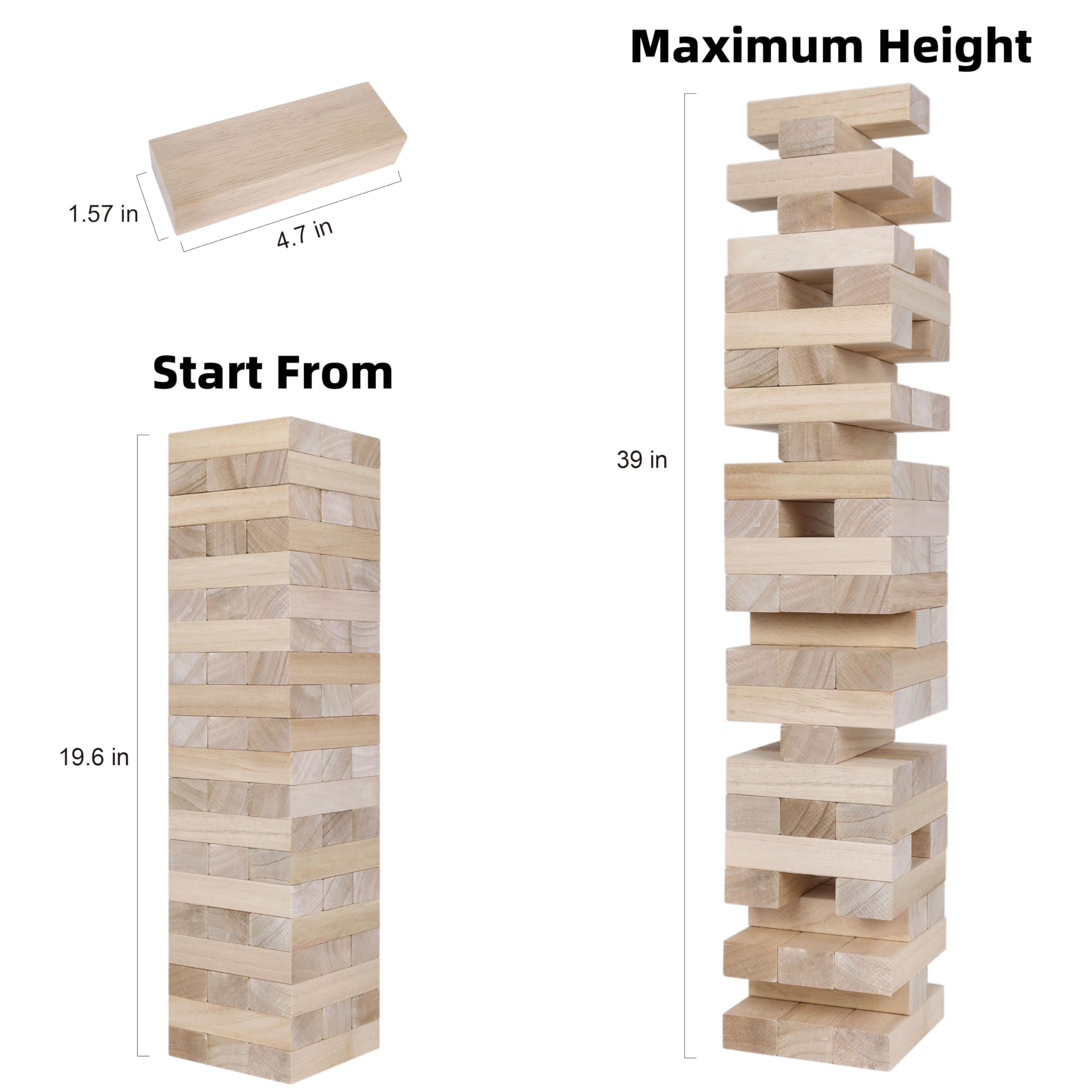 60pcs wooden blocks for GOTHINK Giant Tumble Tower Game