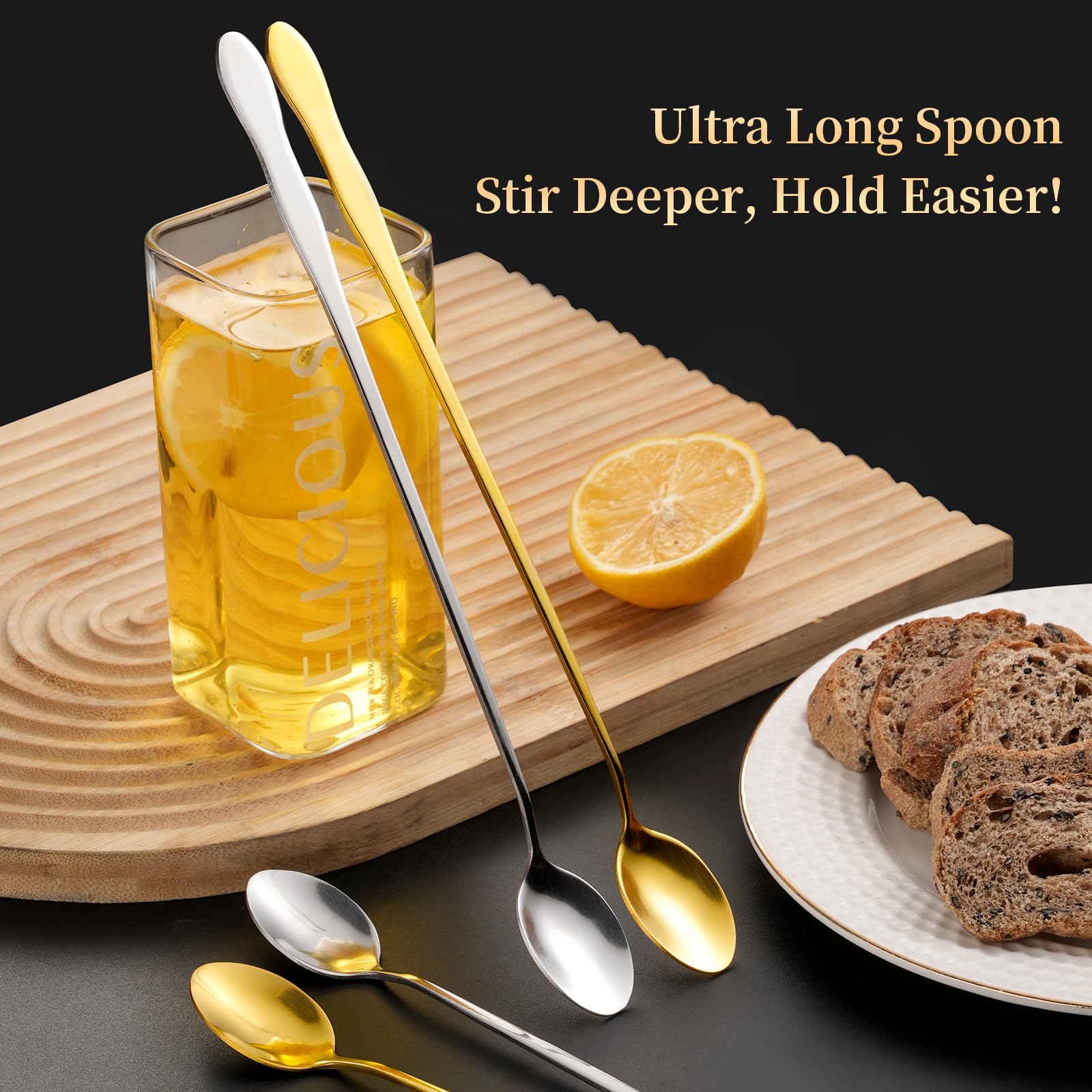 gold and silver ice tea spoons from set of 4