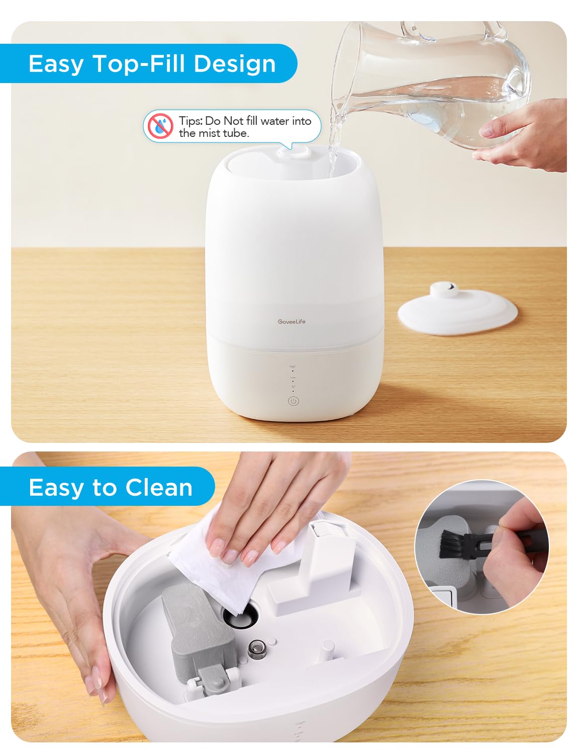 Auto humidity mode requires thermo-hygrometer (not included)