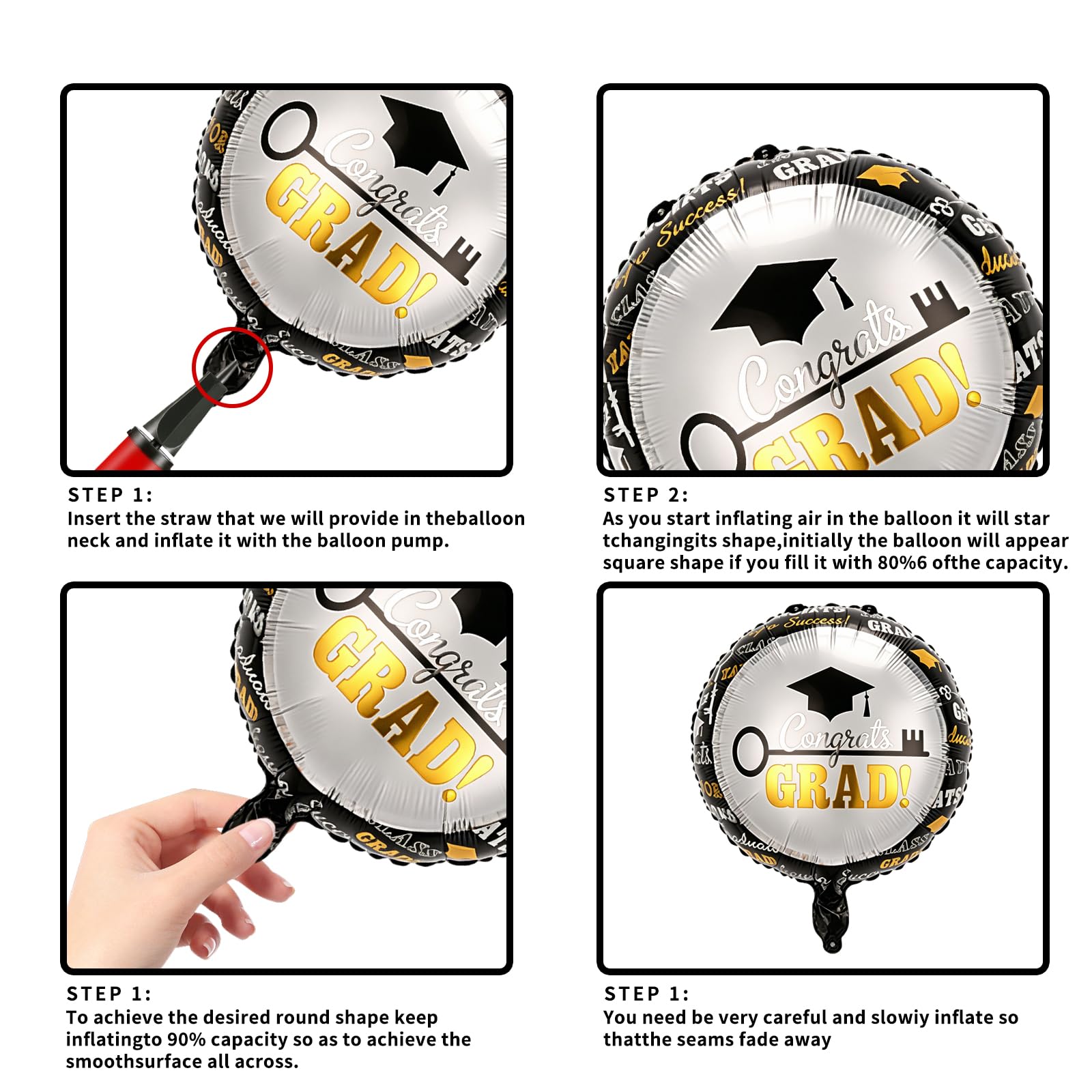 grad cap foil balloon among eight pieces