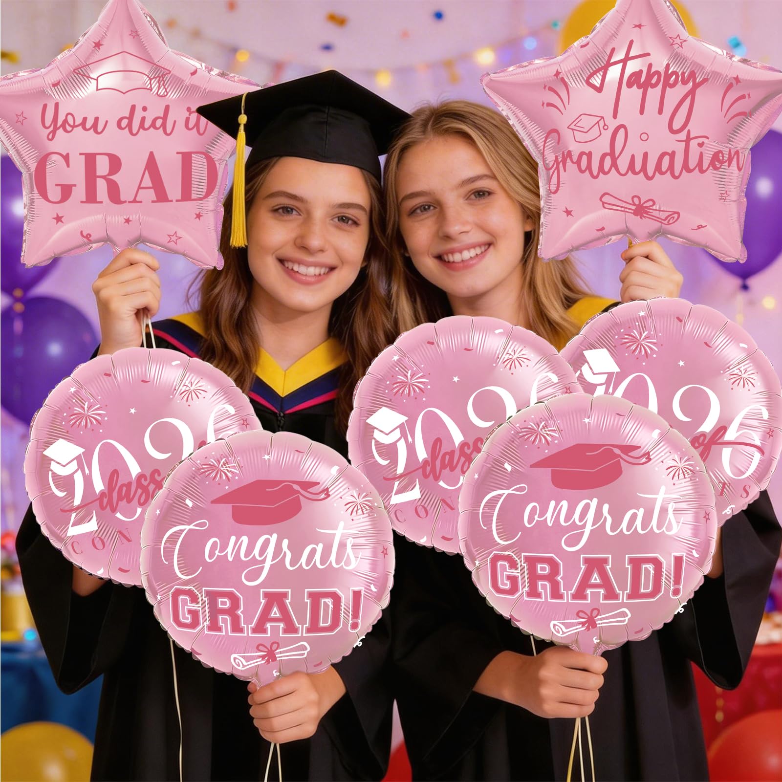 Indoor and outdoor grad decor foil balloons