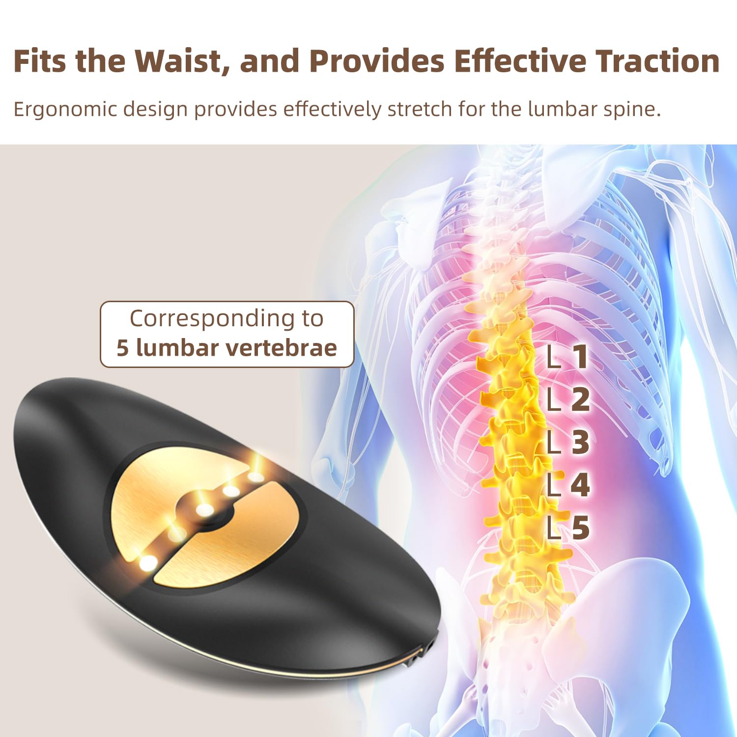 An adult using device for back pain relief at home