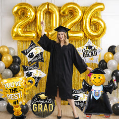 33 inch 2026 number balloons in black and gold
