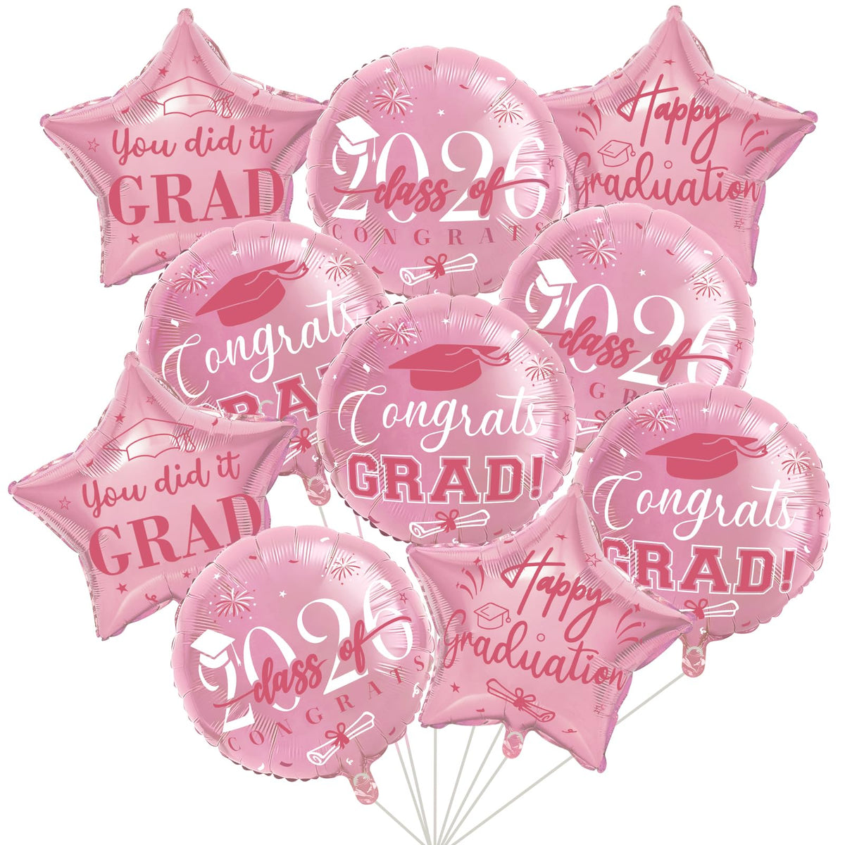Graduation Balloons Class of 2026 18inch rose gold round foil balloon