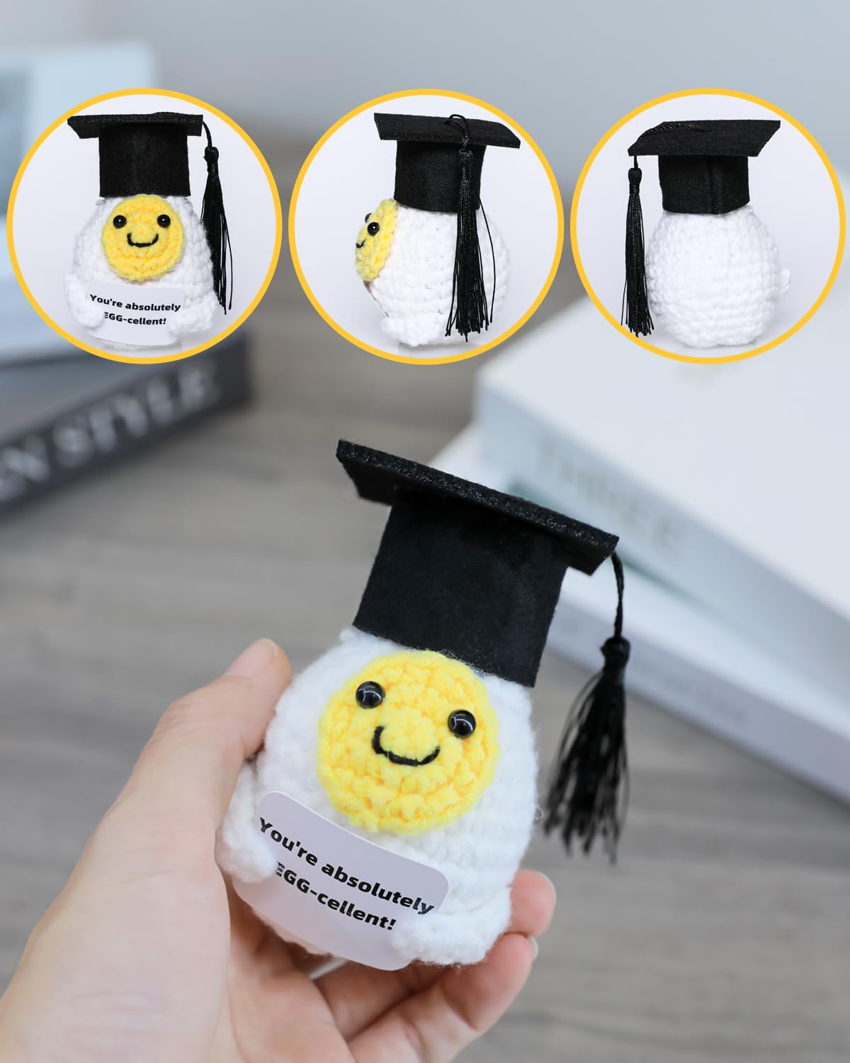 Gift-ready crochet egg for college grads