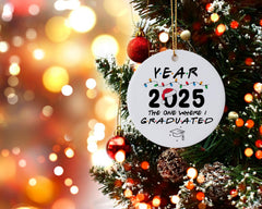 Graduation ornament two sided print ceramic