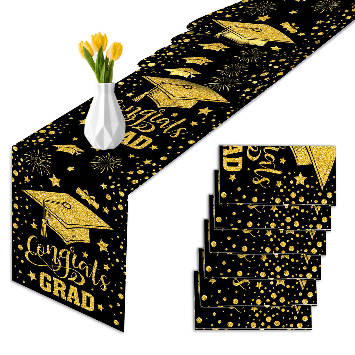 6 piece plastic graduation table runner set