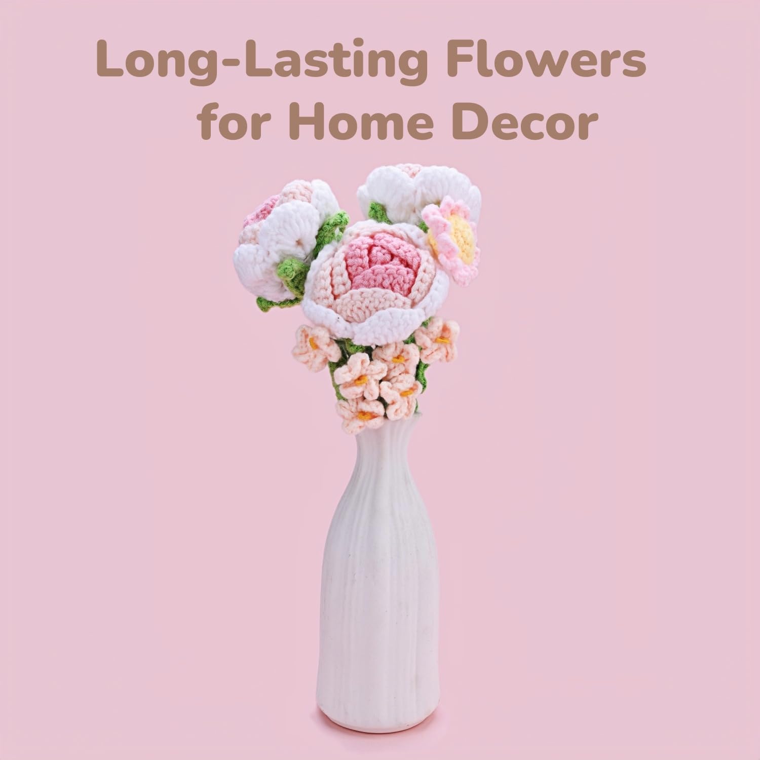 11.4 inch crochet bouquet for desk shelf display