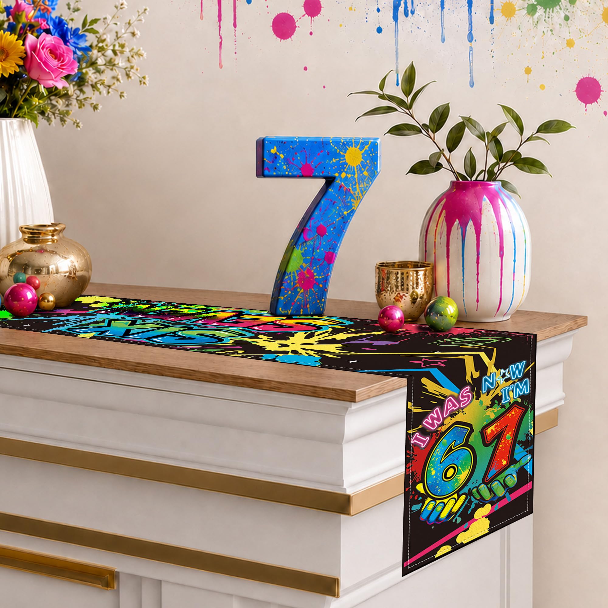 Lightweight linen table runner protects wooden tables indoors outdoors