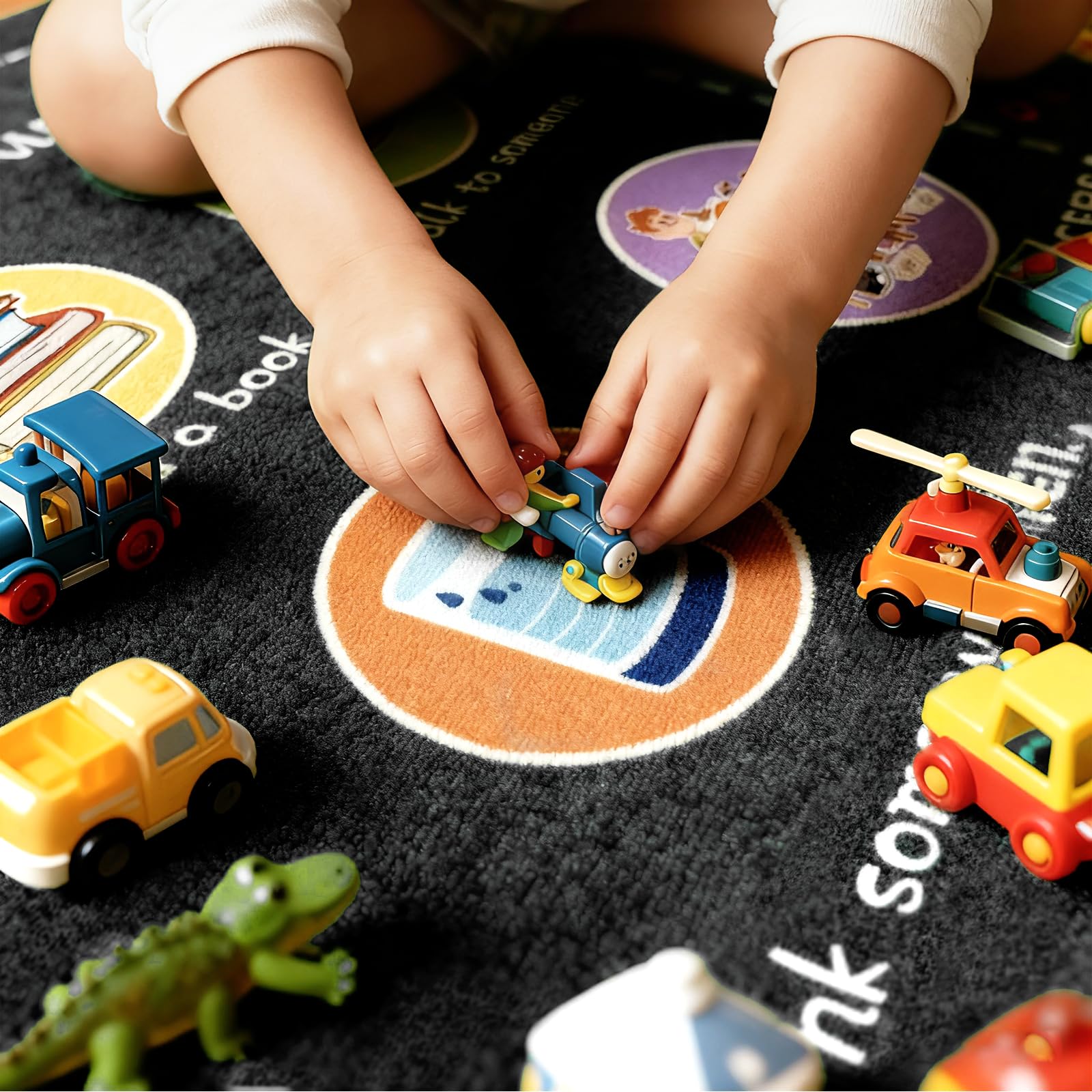 24 seating spots defined on GRAMBET classroom rug