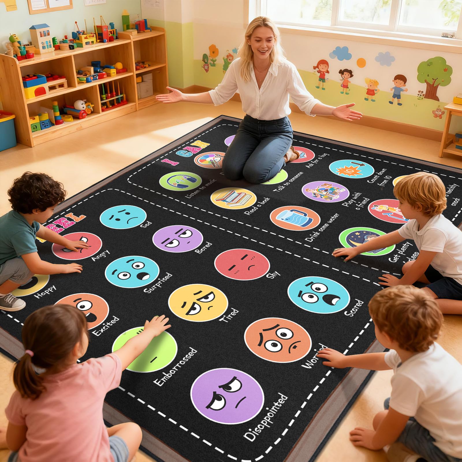 GRAMBET Classroom Rug Elementary 5x7 ft in classroom setting