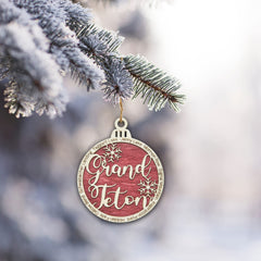 Grand Teton wooden Christmas ornament handmade in the USA