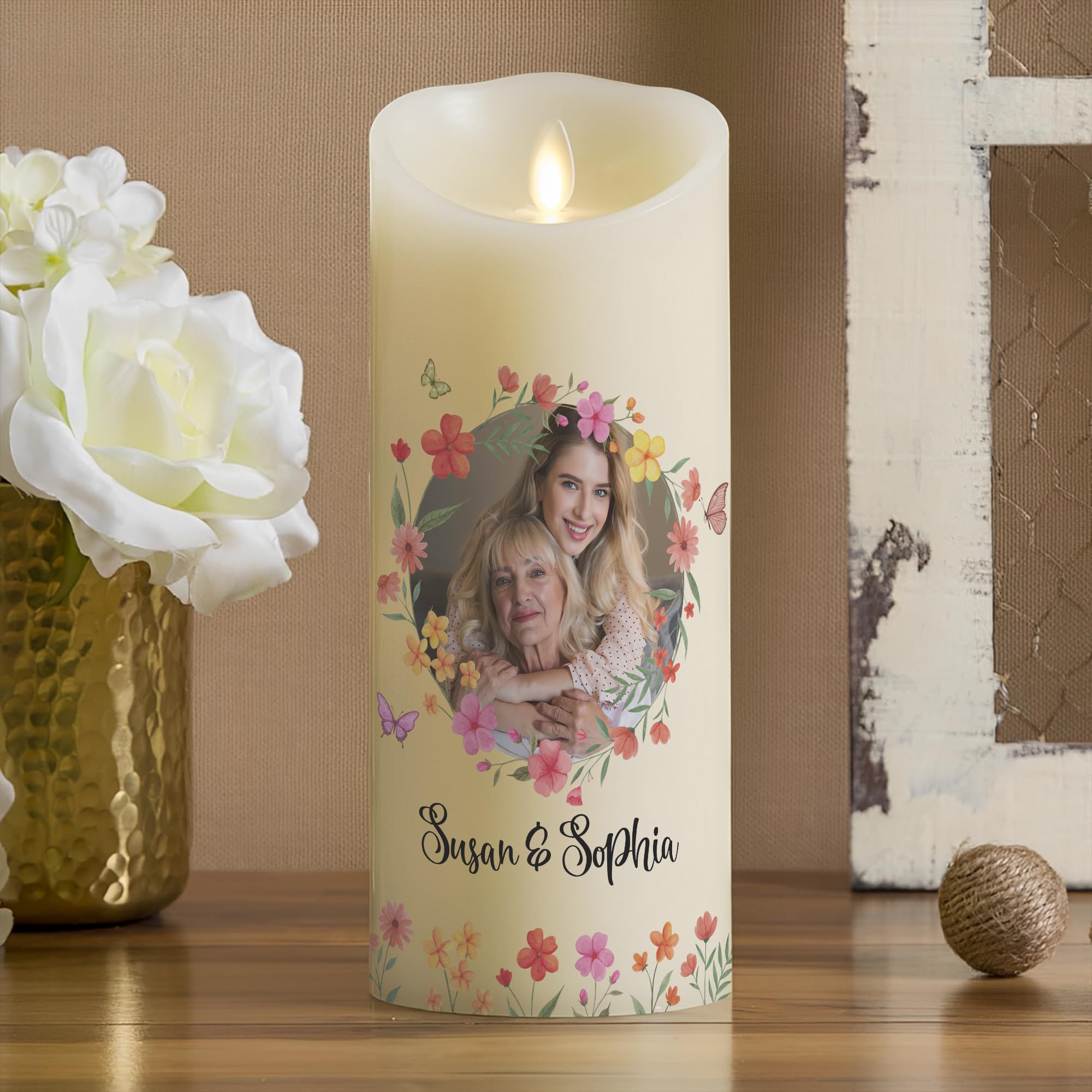 grandma gift led candle name photo