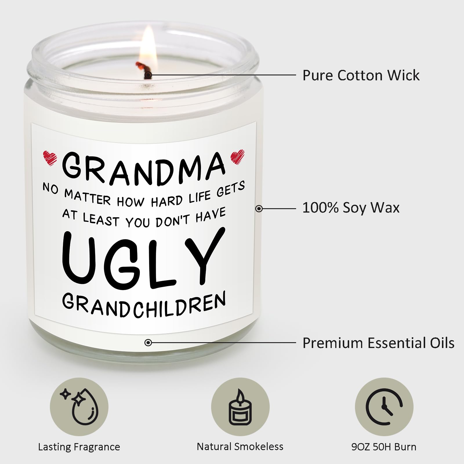 Grandmother candle with humorous message At Least You Dont Have Ugly Grandchildren
