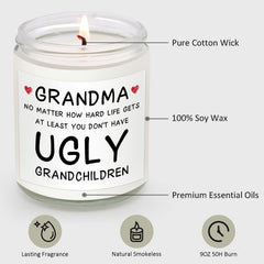 Grandmother candle with humorous message At Least You Dont Have Ugly Grandchildren