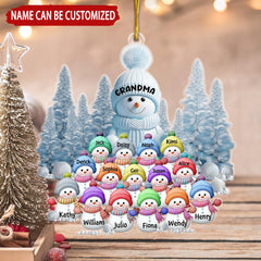 Personalized acrylic snowman ornament for grandma and kids