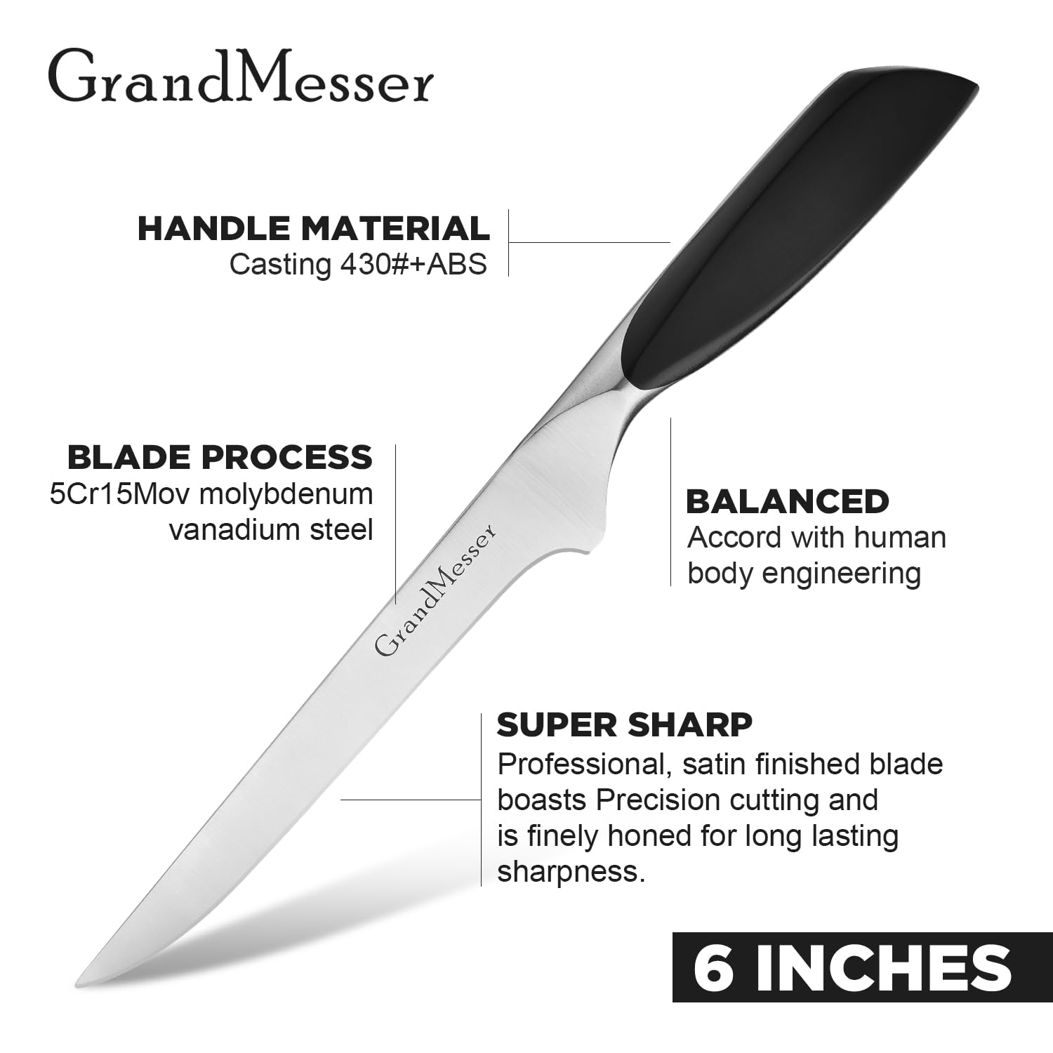 High-carbon German steel blade GrandMesser 58 Rockwell hardness